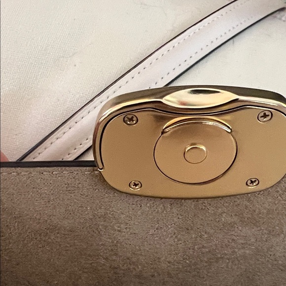 Coach Cream Calf Leather Eliza Flap NWOT Crossbody Bag with Gold Accents